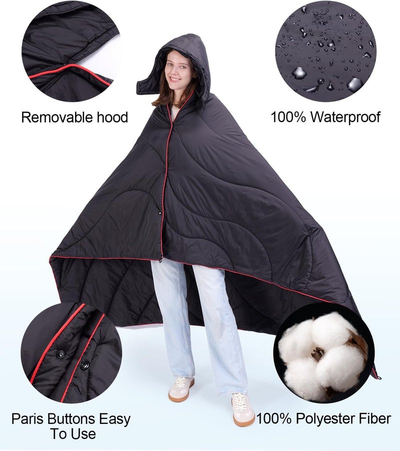 LH Outdoor Puffy Camping Blanket, Lightweight Down Alternative Puffy Waterproof Stadium Blanket with Portable Bag, Lightweight Camping Blanket for 2 People, Cold Weather, Sports, Travel, Car, 79*54 inch - Image 4